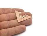 Rose Gold Triangle Pendant, 1 Rose Gold Plated Brass Geometric Chevron Pendants with 2 Holes (28x41x1mm) U087 Q336