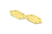 Brass Boho Blank, 10 Raw Brass Bracelet Blanks with 6 Holes (15x30mm)  A0001
