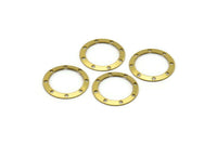 Brass Circle Charm, 50 Raw Brass Holes Circle, Round Connectors, Charms, Pendant,findings (17mm) Brs 531 A0194