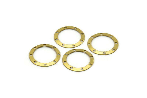 Brass Circle Charm, 50 Raw Brass Holes Circle, Round Connectors, Charms, Pendant,findings (17mm) Brs 531 A0194