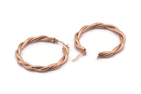 Hoop Earrings, 2 Rose Gold Plated Copper, Twisted Hoop Earrings, Rose Gold Earrings (53mm) Q0981