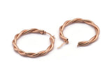 Hoop Earrings, 2 Rose Gold Plated Copper, Twisted Hoop Earrings, Rose Gold Earrings (53mm) Q0981