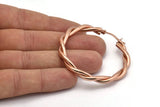 Hoop Earrings, 2 Rose Gold Plated Copper, Twisted Hoop Earrings, Rose Gold Earrings (53mm) Q0981