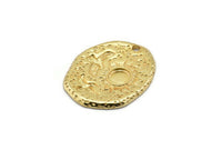 Gold Sun Charm, Gold Plated Brass Sun Charms With 1 Hole, Findings - Pad Size 5mm (24x20x1.5mm) N1196