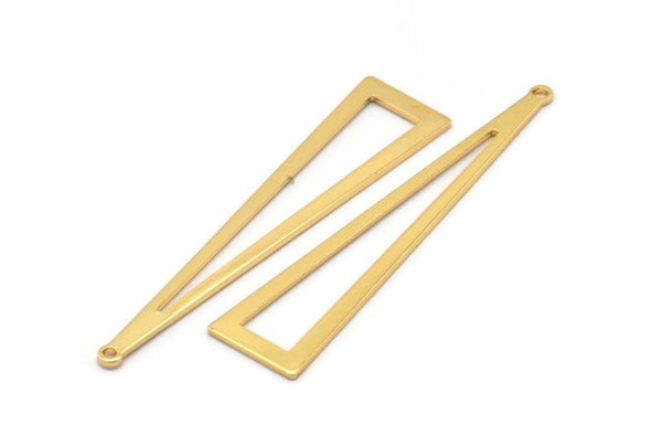 Gold Triangle Charm, 4 Gold Plated Brass Triangle Charms With 1 Hole, Earrings, Findings (50x11x0.80mm) D1254 Q0888