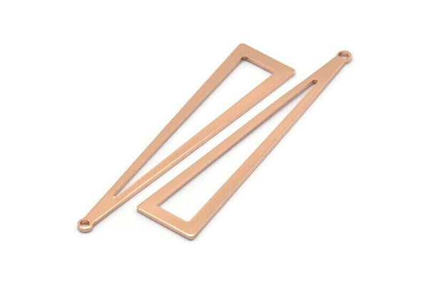 Rose Gold Triangle Charm, 4 Rose Gold Plated Brass Triangle Charms With 1 Hole, Earrings, Findings (50x11x0.80mm) D1254 Q0888