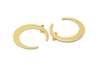 Altın Ay Tılsımı, 2 Döngülü, Bağlantı Parçalı 2 Altın Kaplamalı Pirinç Hilal Ay Tılsımı (31x28x1mm) D0695 Q0759