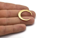 Altın Ay Tılsımı, 2 Döngülü, Bağlantı Parçalı 2 Altın Kaplamalı Pirinç Hilal Ay Tılsımı (31x28x1mm) D0695 Q0759