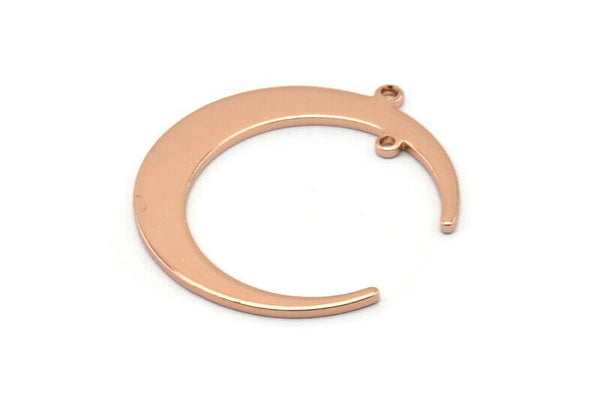 Gül Altın Ay Tılsımı, 2 Döngülü, Bağlantı Parçalı 2 Gül Altın Kaplamalı Pirinç Hilal Ay Tılsımı (31x28x1mm) D0695 Q0759
