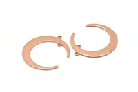 Gül Altın Ay Tılsımı, 2 Döngülü, Bağlantı Parçalı 2 Gül Altın Kaplamalı Pirinç Hilal Ay Tılsımı (31x28x1mm) D0695 Q0759