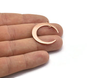 Gül Altın Ay Tılsımı, 2 Döngülü, Bağlantı Parçalı 2 Gül Altın Kaplamalı Pirinç Hilal Ay Tılsımı (31x28x1mm) D0695 Q0759