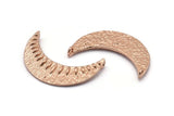 Gül Altın Hilal Kolye, 2 Halkalı 1 Gül Altın Kaplamalı Pirinç Dokulu Hilal Kolye (34x11mm) V053