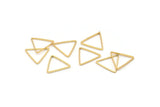 Gold Triangle Charm, 24 Gold Plated Brass Open Triangle Ring Charms (14x0.6x0.9mm) D0067 Q0617