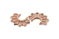 Rose Gold Sun Pendant, 1 Rose Gold Plated Brass Textured Sunny Pendants With 2 Loops (36.5x26x2.6mm) E204 Q0532