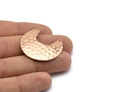 Rose Gold Moon Charm, 2 Rose Gold Plated Brass Textured Moon Shaped Connectors With 2 Holes, Pendants, Findings (33x30x0.60mm) D0767