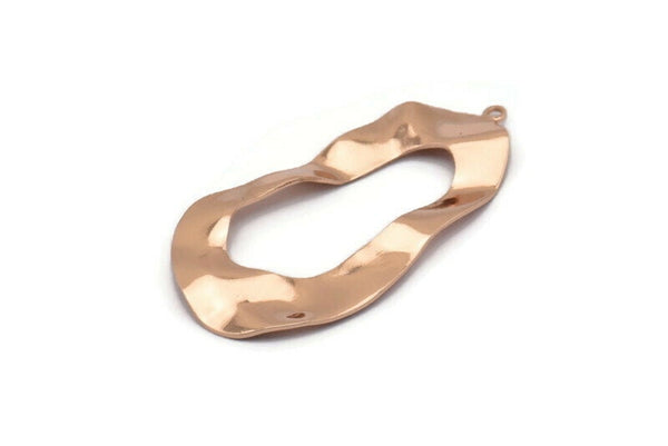 Rose Gold Drop Charm, 2 Rose Gold Plated Brass Irregular Charms With 1 Loop, Earrings, Pendants, Findings (42x21x0.60mm) D1226 Q0858