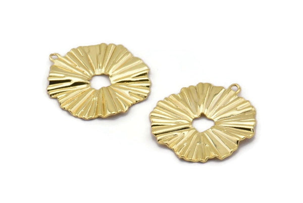 Gold Sun Charm, 8 Gold Plated Brass Sun Charms With 1 Loop, Findings, Earrings (19x18mm) D1198 Q0932