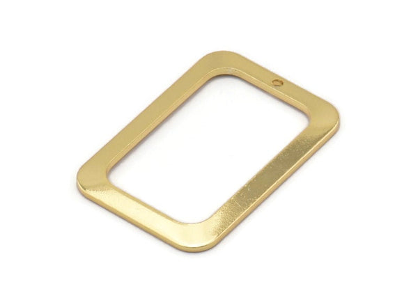 Gold Rectangle Charm, 2 Gold Plated Brass Rectangle Charms With 1 Hole Earrings, Findings (30x21x1mm) D1157 Q0864