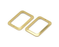 Gold Rectangle Charm, 2 Gold Plated Brass Rectangle Charms With 1 Hole Earrings, Findings (30x21x1mm) D1157 Q0864