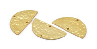 Hammered Half Moon, 2 Hammered Gold Plated Brass Semi Circle Blanks with 2 Holes (30x15x1.2mm) N0340 Q0400