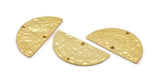 Hammered Half Moon, 2 Hammered Gold Plated Brass Semi Circle Blanks with 2 Holes (30x15x1.2mm) N0340 Q0400