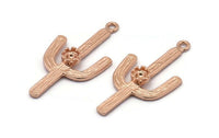 Cam Çerçeveli Kaktüs, 4 mm Taş Çerçeveli 2 Gül Altın Kaplama Pirinç Kaktüs Tılsımı, Mücevher Malzemeleri, Bulgular (37x18 mm) N0228 Q0085