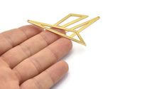 Open Triangle Charm, 4 Gold Plated Brass Triangle Charms with 1 Hole (59x47x18x0.80mm) Bs 1291 Q0067