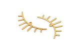 Gold Eyelash Charm, 4 Gold Plated Brass Eyelash Charms With 1 Loop, Pendants, Earrings (36x14x1mm) D1252 Q1041