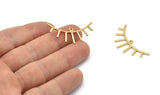 Gold Eyelash Charm, 4 Gold Plated Brass Eyelash Charms With 1 Loop, Pendants, Earrings (36x14x1mm) D1252 Q1041