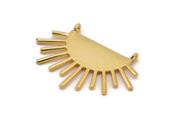 Altın Ay ve Güneş, Altın Kaplama Pirinç Hilal ve Yarı Güneş Etnik Kolye 2 Halka, Bulgular, Tılsımlar (39x23x1mm) U143 Q0729