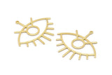 Gold Eye Charm, 2 Gold Plated Brass Eye Charms With 1 Loop, Pendants, Earrings (42x38x1mm) D0649 Q0822