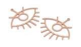 Rose Gold Eye Charm, 2 Rose Gold Plated Brass Eye Charms With 1 Loop, Pendants, Earrings (42x38x1mm) D0649 Q0822