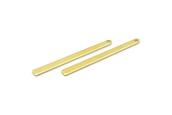 Brass Necklace Bar, 24 Raw Brass Rectangle Charms With 1 Hole, Pendants, Findings (35x3x0.80mm) M02377