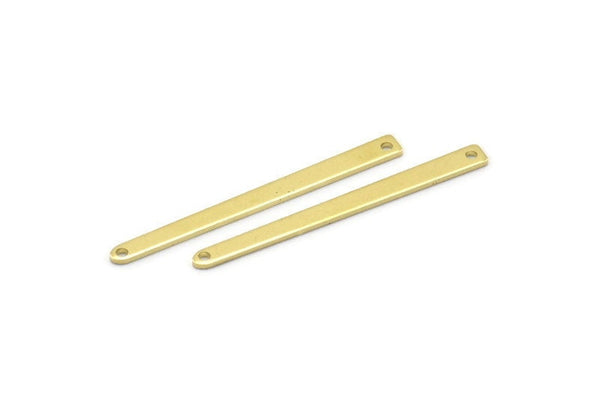 Brass Necklace Bar, 24 Raw Brass Rectangle Charms With 2 Holes, Pendants, Findings (35x3x0.80mm) M02378