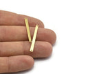 Brass Necklace Bar, 24 Raw Brass Rectangle Charms With 2 Holes, Pendants, Findings (35x3x0.80mm) M02378