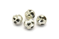 Vintage Silver Plastic Bead, 5 Vintage Silver Plastic Round Beads (15mm) B-14