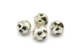 Vintage Silver Plastic Bead, 5 Vintage Silver Plastic Round Beads (15mm) B-14