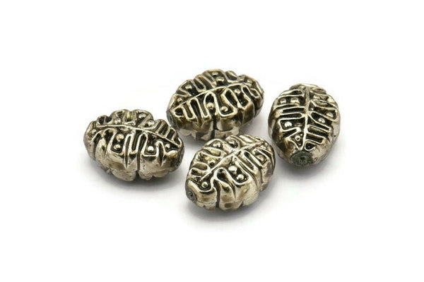 Vintage Leaf Beads, 4 Vintage Leaf Plastic Beads (20x14mm) B-13