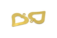 Brass Stamping Blank, 4 Raw Brass Heart Stamping Blank  (35x30x0.80mm)   D0188--Y348 Y092
