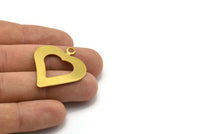 Brass Stamping Blank, 4 Raw Brass Heart Stamping Blank  (35x30x0.80mm)   D0188--Y348 Y092