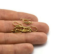 Brass Ear Hooks, 24 Raw Brass Earring Wires, Earring Hooks (14mm) D1332