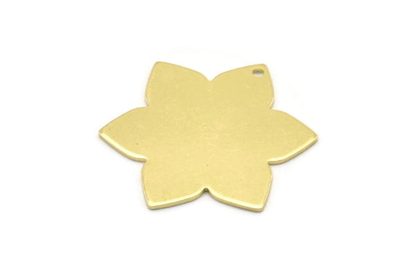 Brass Flower Charm, 6 Raw Brass Flower Charms With 1 Hole, Stamping Blanks (28x25x0.80mm) M02533