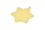 Brass Flower Charm, 6 Raw Brass Flower Charms With 1 Loop, Stamping Blanks (31x25x0.80mm) M02534