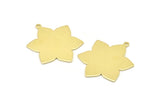 Brass Flower Charm, 6 Raw Brass Flower Charms With 1 Loop, Stamping Blanks (31x25x0.80mm) M02534