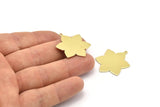 Brass Flower Charm, 6 Raw Brass Flower Charms With 1 Loop, Stamping Blanks (31x25x0.80mm) M02534