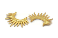 Gold Sunny Pendant, 1 Gold Plated Brass Sunny Ethnic Pendant With 2 Loops, Findings, Charms (26.5x35.5x2.5mm) BS 2055 Q0455