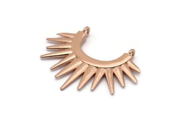 Rose Gold Sunny Pendant, 1 Rose Gold Plated Brass Sunny Ethnic Pendant With 2 Loops, Findings, Charms (26.5x35.5x2.5mm) BS 2055 Q0455