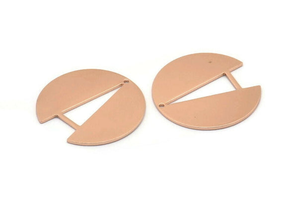 Rose Gold Round Charm, 2 Rose Gold Plated Brass Round Charms With 1 Hole, Earrings, Pendants, Findings (25x24x0.80mm) D1206 Q0879