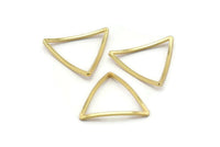 Gold Triangle Charm, 25 Gold Lacquer Plated Brass Open Cambered Triangle Ring Charms (20x0.8mm) BS 1212