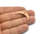 Hammered Moon Crescent Charm, 2 Rose Gold Plated Brass Hammered Moons with 2 Holes  (30x8x1.2mm) N0387 Q0066